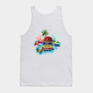 Key West Southern Most Point with Cuban Background Tank Top